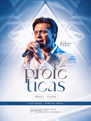 Flyer Pastor Murilo Costa Quintas Proféticas PSD Editável