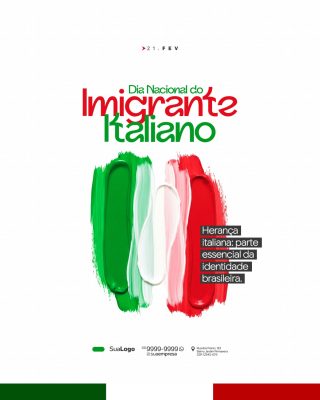 Imigrante Italiano 21 FEV Herança Italiana Brasil Design PSD Editável