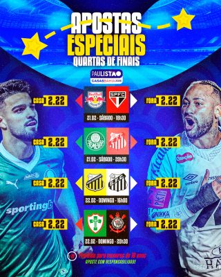 Apostas Especiais Paulistão Quartas de Finais Futebol PSD Editável