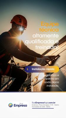 Equipe Técnica Altamente Qualificada Banner de Energia Solar PSD Editável