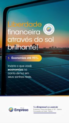 Energia Solar Liberdade Financeira Através do Sol Brilhante PSD Editável