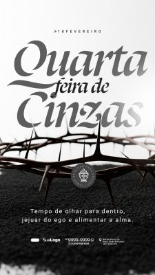 Quarta-feira de Cinzas 18 Fevereiro Tempo de Reflexão PSD Editável