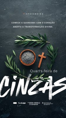 Quaresma Quarta-feira de Cinzas Início da Transformação Divina PSD Editável