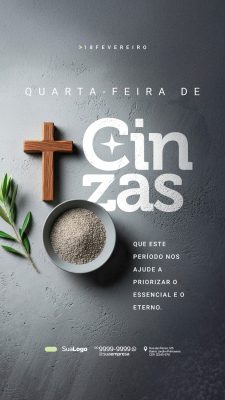 Quarta-feira de Cinzas Que Este Período Nos Ajude Instagram PSD Editável