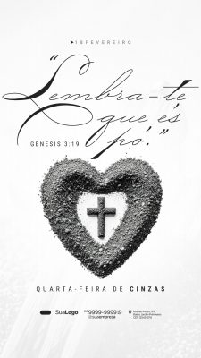 Quarta-feira de Cinzas Lembra-te Que És Pó Arte Religiosa PSD Editável