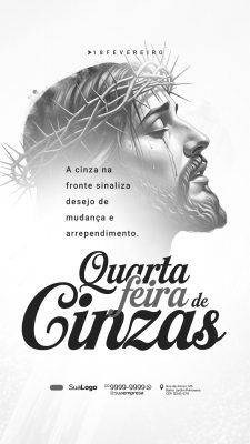 Quarta-feira de Cinzas 18 Fevereiro Template Litúrgico PSD Editável