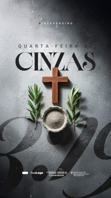 Quarta-feira de Cinzas 18 de Fevereiro Post Instagram PSD Editável
