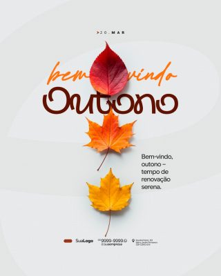 Outono 20 Março Bem-Vindo Tempo de Renovação PSD Editável