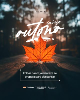 Outono 20 MAR Início Folhas Caem e a Natureza Descansa PSD Editável