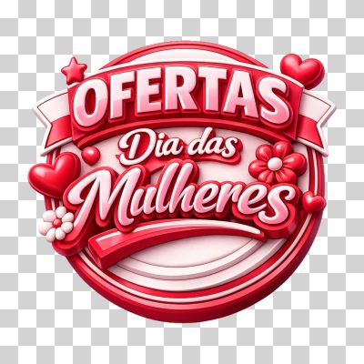 Selo 3D Ofertas Dia das Mulheres Rosa - Vermelho PNG Transparen
