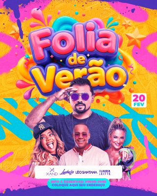 Folia de Verão 20 FEV Flyer de Festa Vibrante PSD Editável
