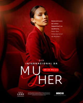 Dia Internacional da Mulher Determinada no Olhar 8 de Março PSD Editável