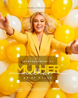 Dia Internacional da Mulher 08 de Março Celebração Festiva PSD Editável