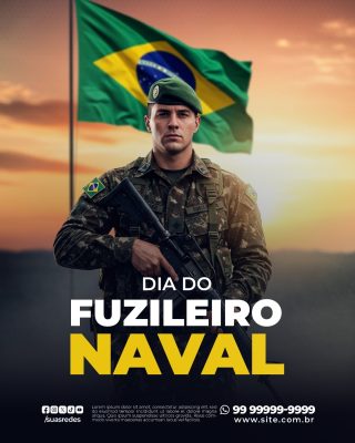 Dia do Fuzileiro Naval Militar Bandeira Brasil PSD Editável