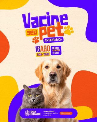 Vacine seu Pet Antirrábica 16 Agosto Flyer Campanha PSD Editável