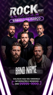 Flyer Story Rock Fest Sábado 28 Março Flyer de Festival de Música PSD Editável
