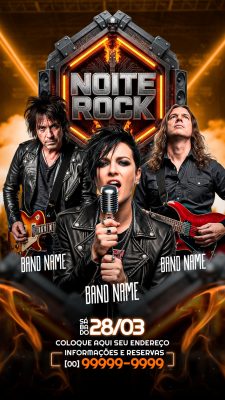 Flyer Story Noite Rock Festival Banda Cover Show Musical 28/03 PSD Editável