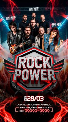 Flyer Story Rock Power Festival de Música Sábado 28/03 PSD Editável