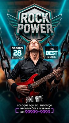 Flyer Story Rock Power The Best Rock Event Sabado 28 Março Show PSD Editável