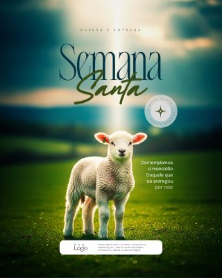 Semana Santa Pureza e Entrega Post de Celebracao PSD Editável