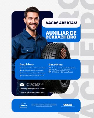 Recrutamento Emprego Temos Vagas Abertas Contratação Social Media PSD Editável