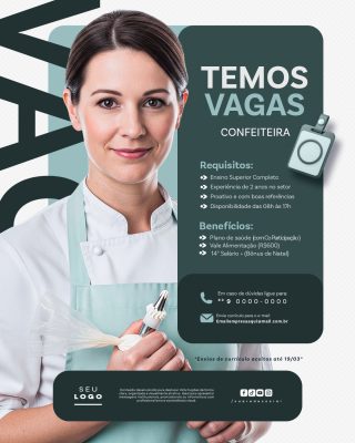 Recrutamento Emprego Temos Vagas Abertas Contratação Social Media PSD Editável