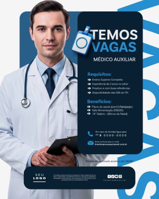 Recrutamento Emprego Temos Vagas Abertas Contratação Social Media PSD Editável
