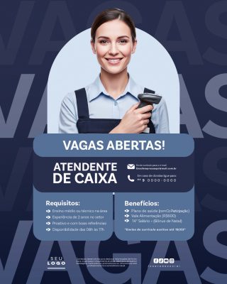 Recrutamento Emprego Temos Vagas Abertas Contratação Social Media PSD Editável