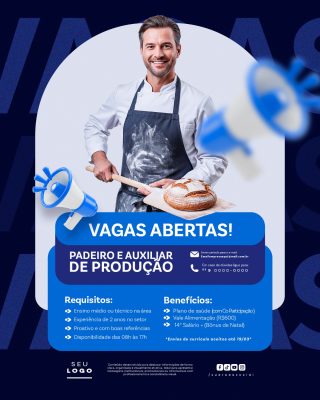 Recrutamento Emprego Temos Vagas Abertas Contratação Social Media PSD Editável