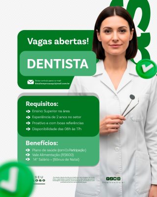 Recrutamento Emprego Temos Vagas Abertas Contratação Social Media PSD Editável