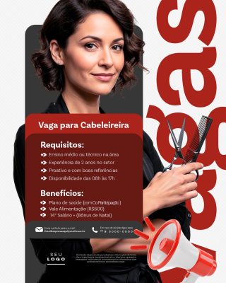 Recrutamento Emprego Temos Vagas Abertas Contratação Social Media PSD Editável