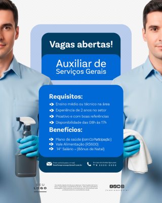 Recrutamento Emprego Temos Vagas Abertas Contratação Social Media PSD Editável