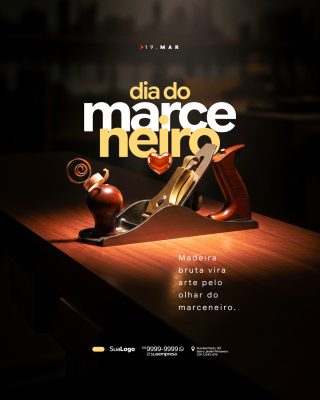 Dia do Marceneiro Post Imagem Social Media Corporativo PSD Editável