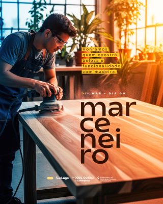 Dia do Marceneiro 19 Março Homenagem Profissional PSD Editável