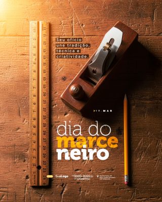 Marceneiro Seu Ofício Une Tradição Técnica e Criatividade PSD Editável