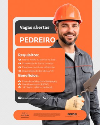Recrutamento Emprego Temos Vagas Abertas Contratação Social Media PSD Editável