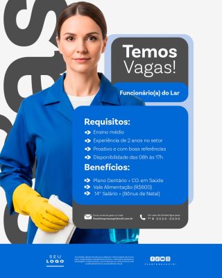 Recrutamento Emprego Temos Vagas Abertas Contratação Social Media PSD Editável