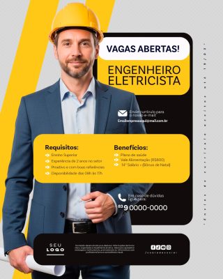 Recrutamento Emprego Temos Vagas Abertas Contratação Social Media PSD Editável