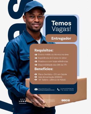 Recrutamento Emprego Temos Vagas Abertas Contratação Social Media PSD Editável