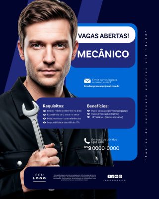 Recrutamento Emprego Temos Vagas Abertas Contratação Social Media PSD Editável