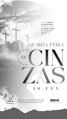 Quaresma Quarta-feira de Cinzas Espiritualidade Design PSD Editável