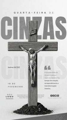 Quarta-feira de Cinzas Início da Quaresma Oração e Arrependimento PSD Editável