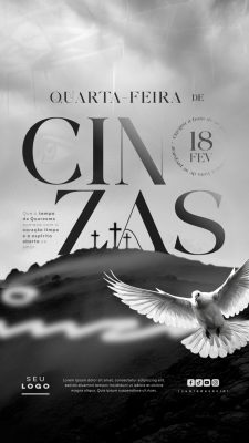 Quarta-feira de Cinzas Tempo de Oração e Reflexão PSD Editável