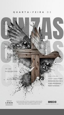 Quarta-feira de Cinzas 18 de Fevereiro Reflexão Páscoa PSD Editável