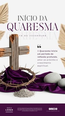Quaresma 18 de Fevereiro Início da Reflexão Espiritual PSD Editável