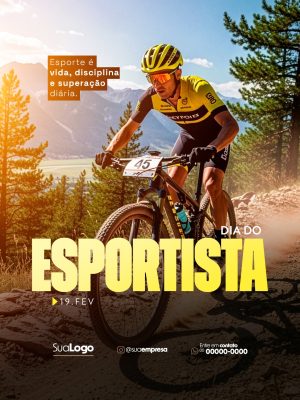 Dia do Esportista 19 Fev Esporte é Vida Superação Banner PSD Editável