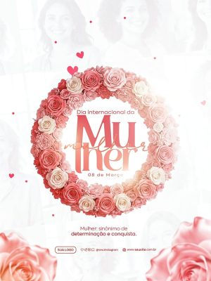 Dia Internacional da Mulher 08 de Março Post Instagram PSD Editável