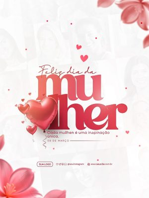 Dia da Mulher Feliz Dia da Mulher 08 de Março Inspirador PSD Editável