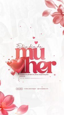 Dia da Mulher Feliz 8 de Março Inspiração PSD Editável