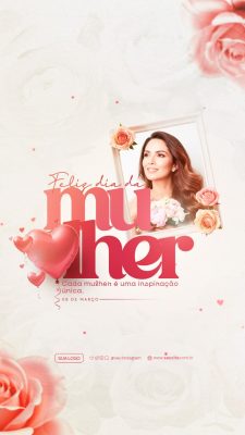 Dia da Mulher Feliz Dia da Mulher 08 de Março Inspirador PSD Editável